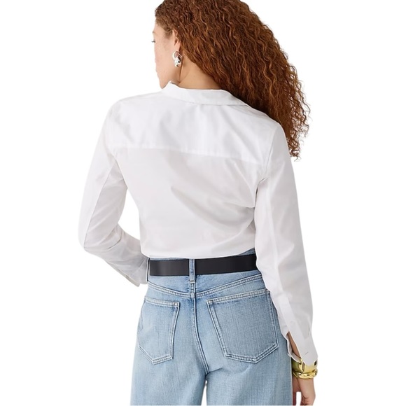 J Crew White Wren Slim Shirt Stretch Cotton Poplin Button Up Collar Women Size 2 - Picture 3 of 15